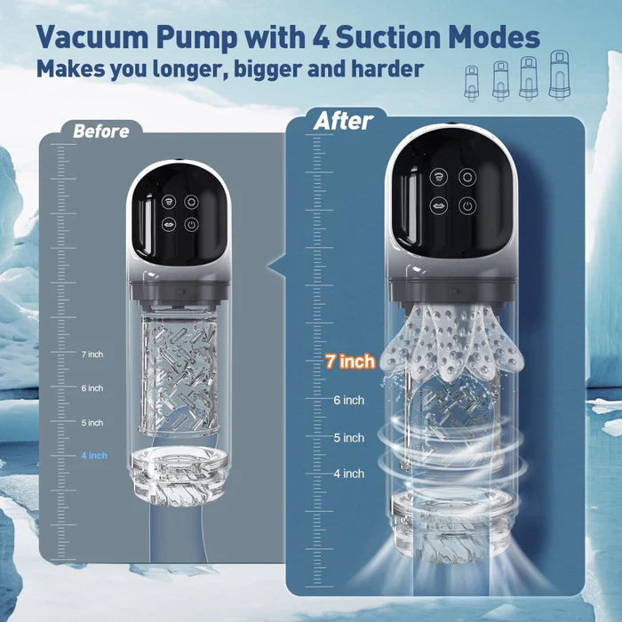 XR3plus Shower Stroker 2-in-1 Licking Blowjob Pump with Suction Thrust and Wet Play Design