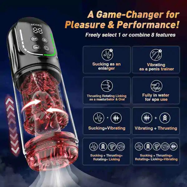 XR4-Black APP Automatic Shower Stroker  7 Thrusting & Rotating Vibrating