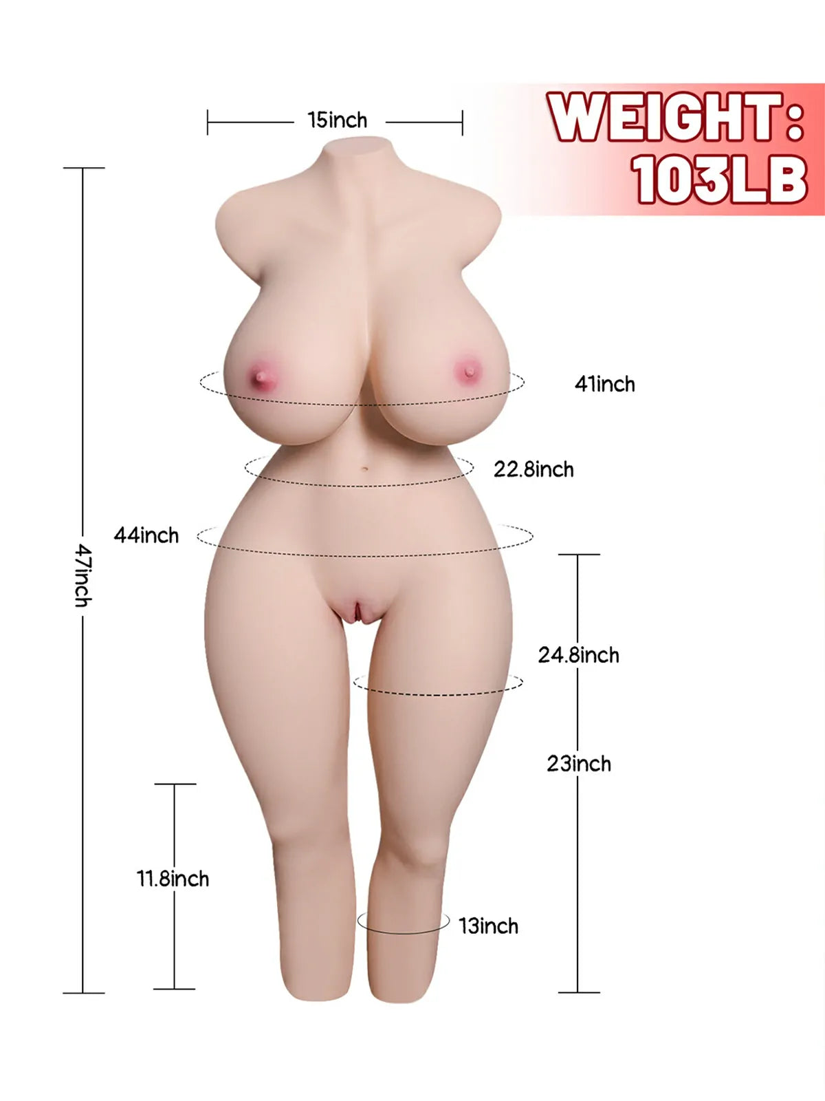 Morgpie 103.6LB Life-Size Female Torso with Massive Breasts and Bounce-Ready Ass
