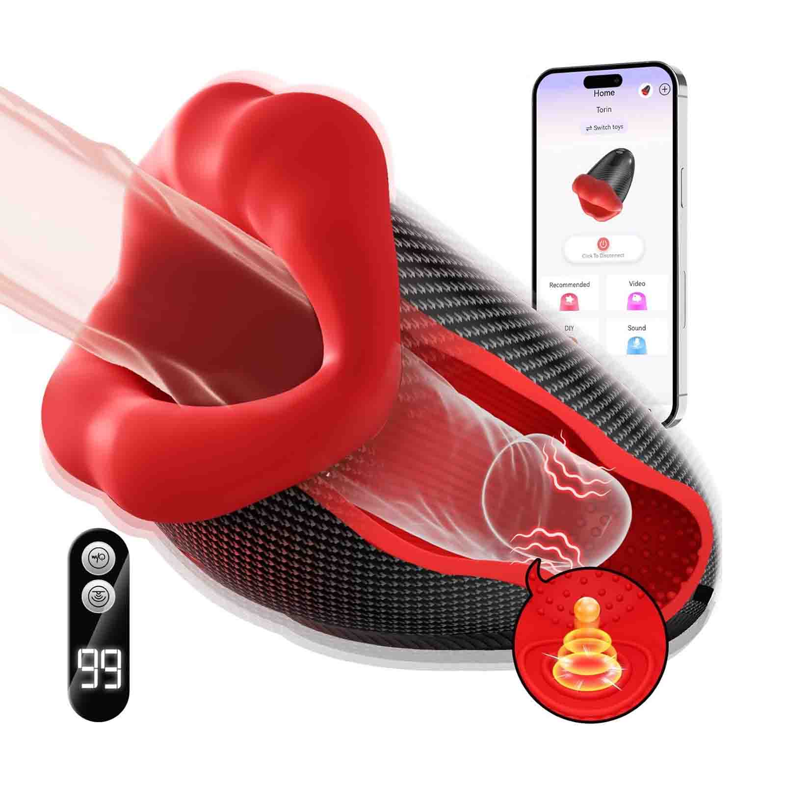 XV5 Real Feel Mouth Masturbator with Full Wrap Tapping and Custom Vibration Modes